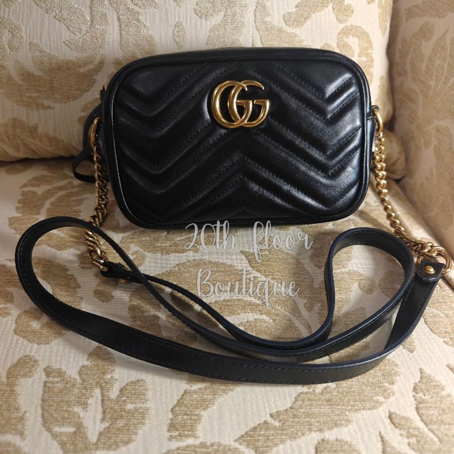 Gucci marmont 馬夢 馬蒙 黑色 相機包 斜揹包 手提包 鍊條包 鏈條包 小包 手袋-5