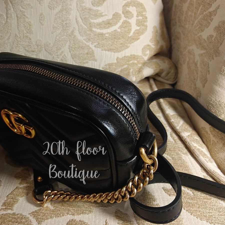 Gucci marmont 馬夢 馬蒙 黑色 相機包 斜揹包 手提包 鍊條包 鏈條包 小包 手袋-17