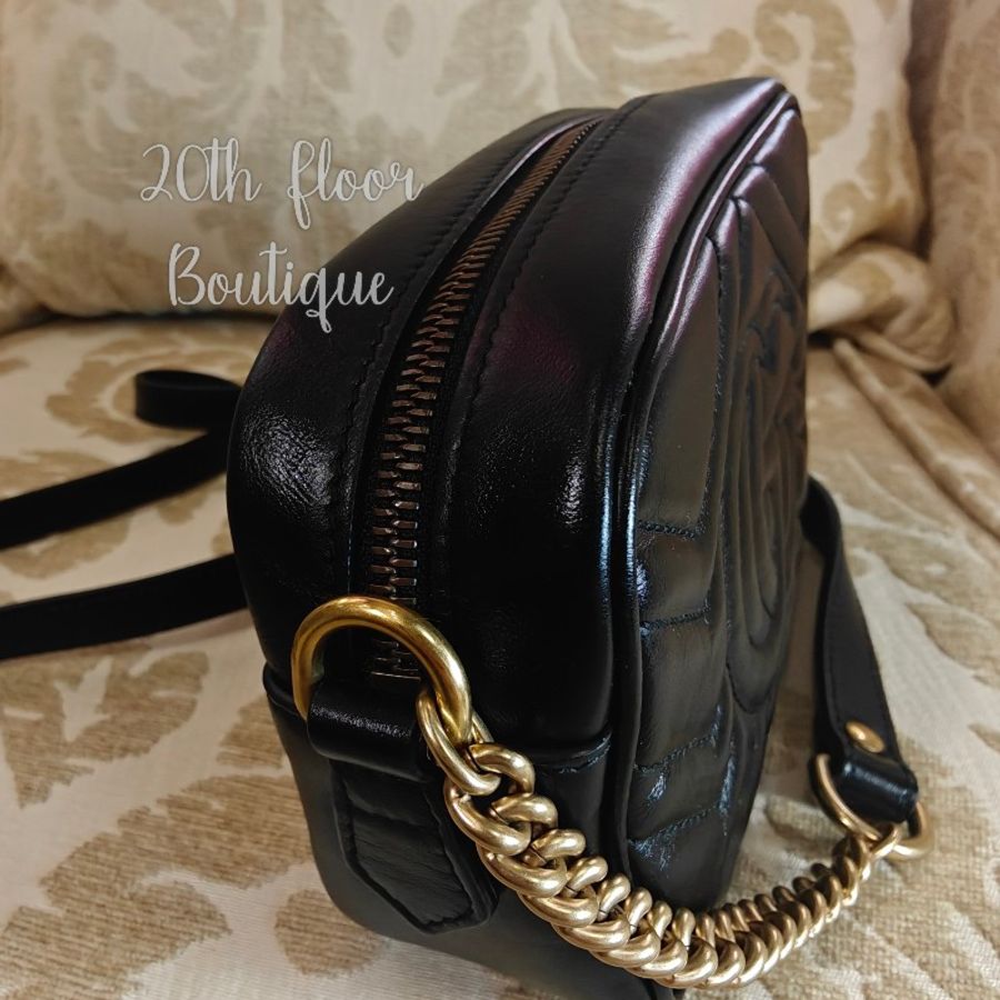 Gucci marmont 馬夢 馬蒙 黑色 相機包 斜揹包 手提包 鍊條包 鏈條包 小包 手袋-26