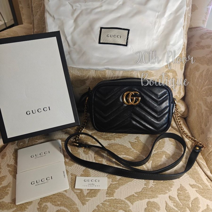 Gucci marmont 馬夢 馬蒙 黑色 相機包 斜揹包 手提包 鍊條包 鏈條包 小包 手袋-27