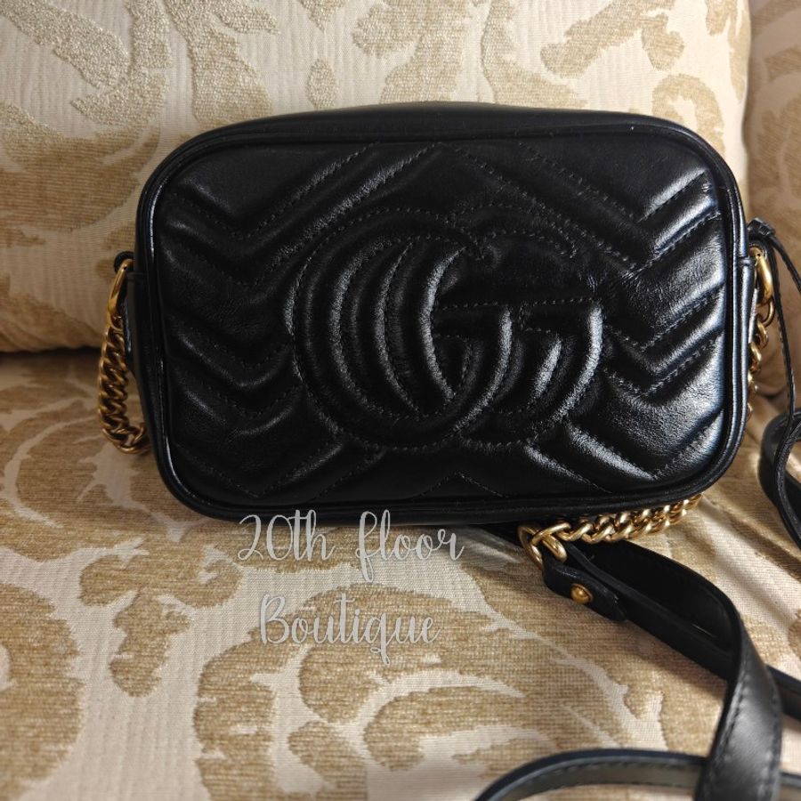 Gucci marmont 馬夢 馬蒙 黑色 相機包 斜揹包 手提包 鍊條包 鏈條包 小包 手袋-33