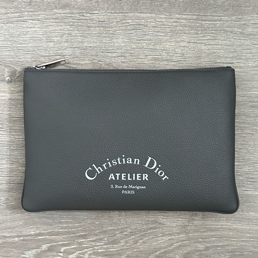 Dior Homme 灰色男裝真皮手拿包 極少使用-0