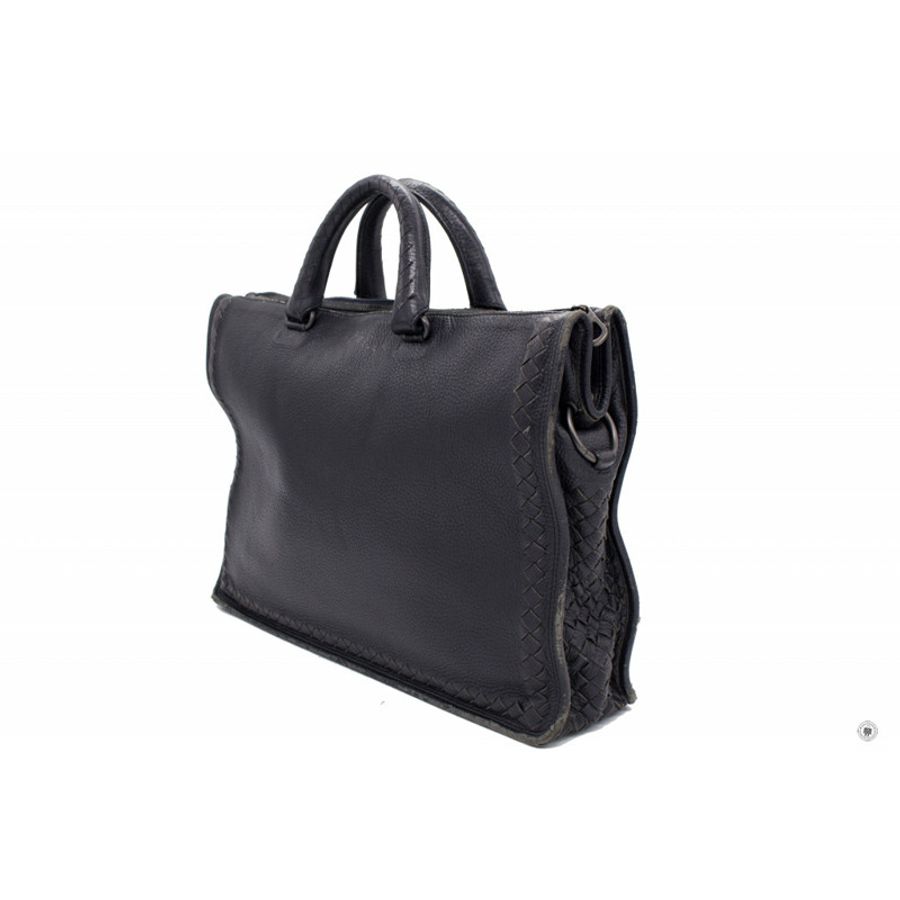 Bottega Veneta Vintage Briefcase Black Lambskin Briefcases-1