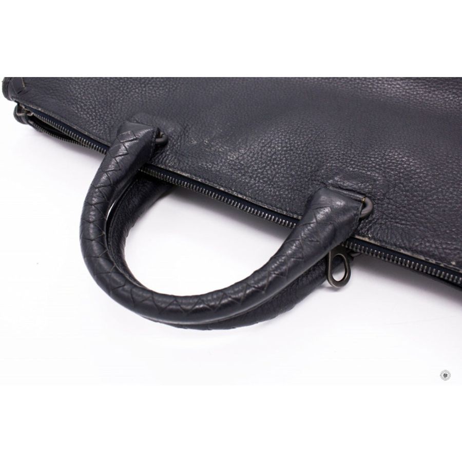 Bottega Veneta Vintage Briefcase Black Lambskin Briefcases-16