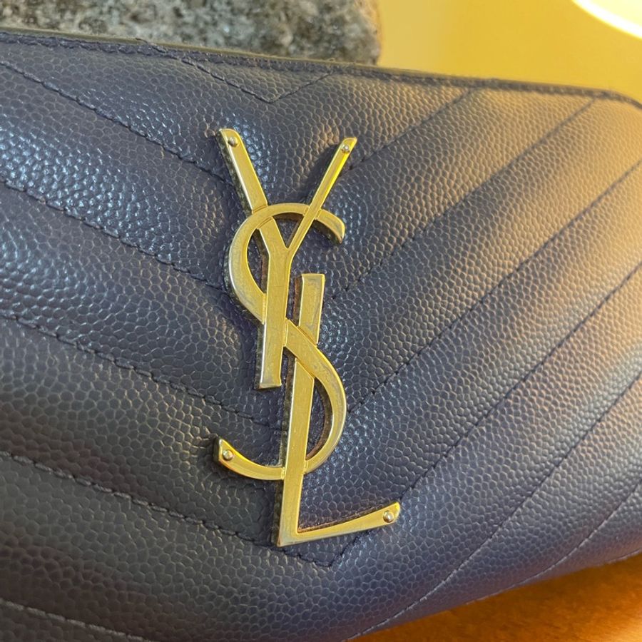 YSL 深藍色長夾-1