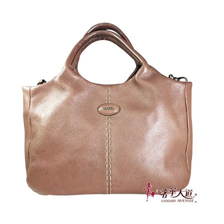 TODS 藕灰色24H SHOPPING TOTE小牛皮肩背/斜背二用包-0