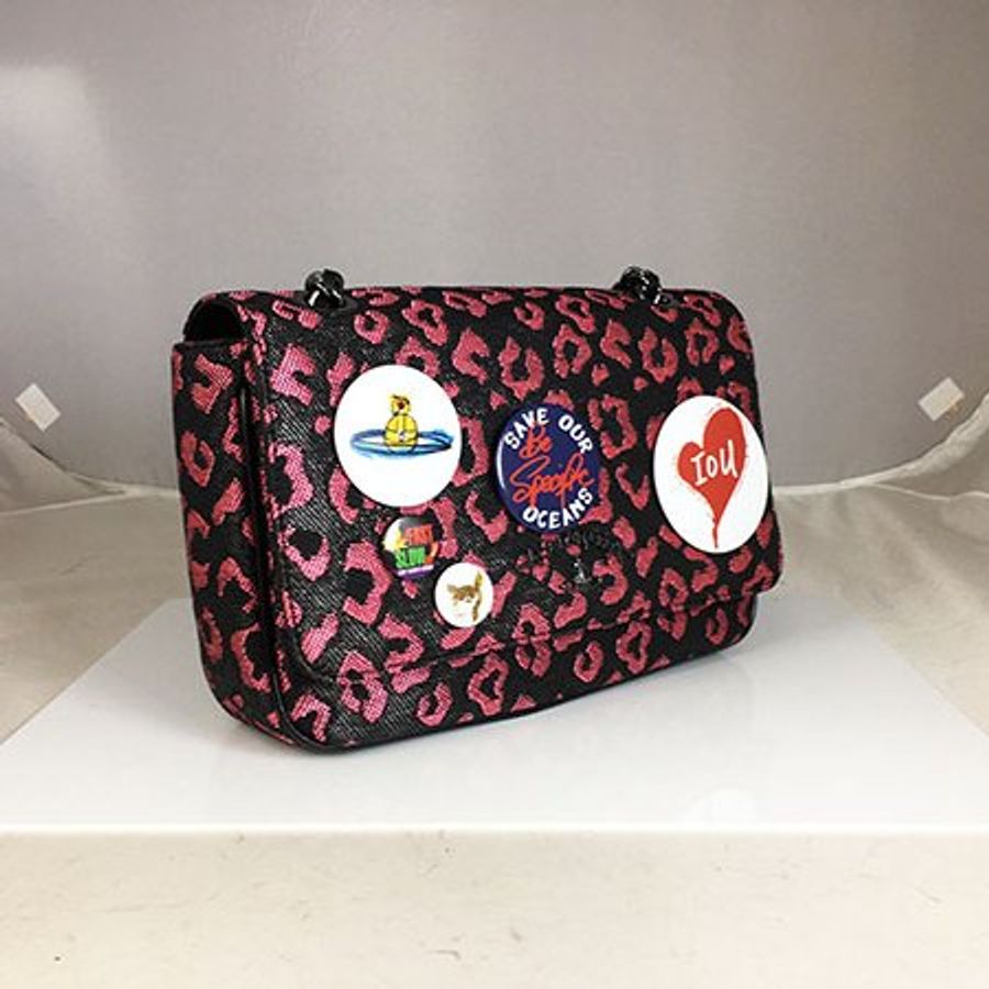 Vivienne westwood Avon woven 黑色粉豹紋錬帶二用包-1