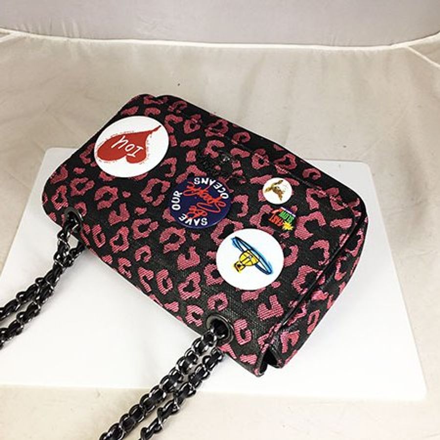 Vivienne westwood Avon woven 黑色粉豹紋錬帶二用包-2
