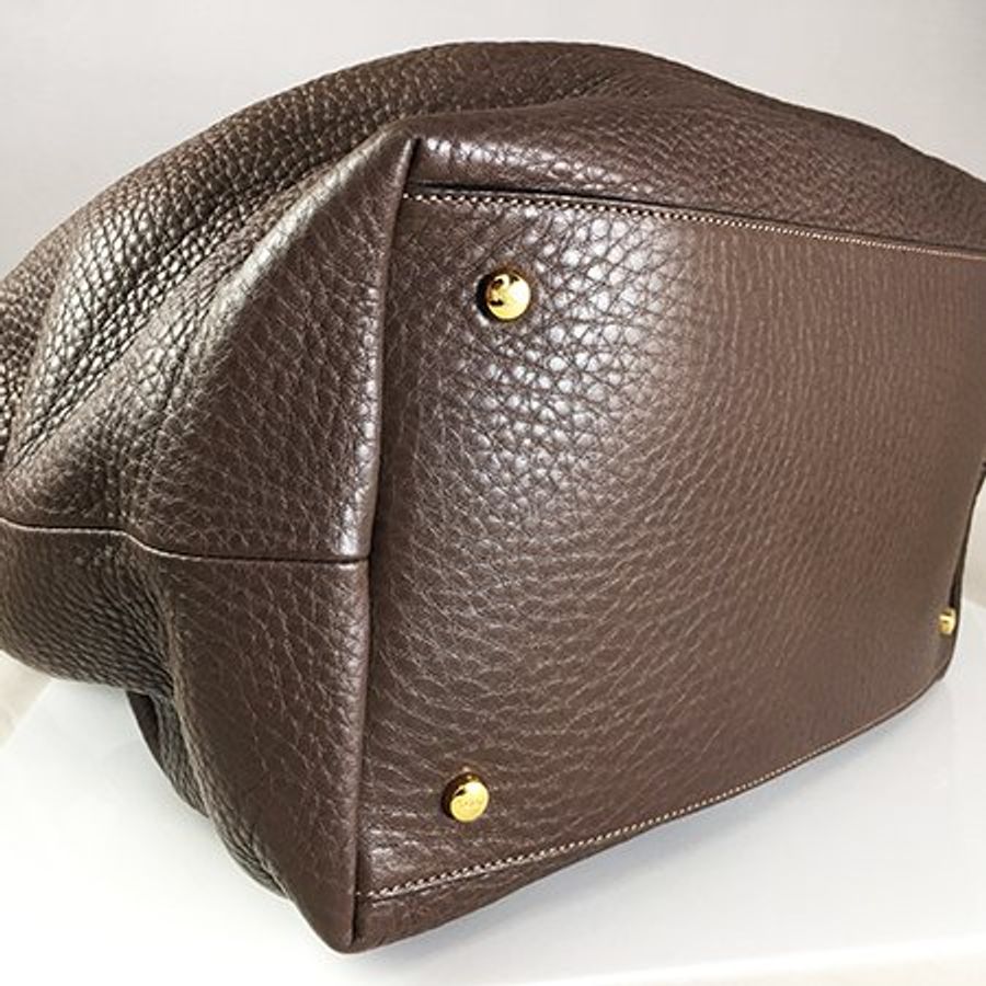 TODS 咖啡色全牛皮手提/肩背包-3