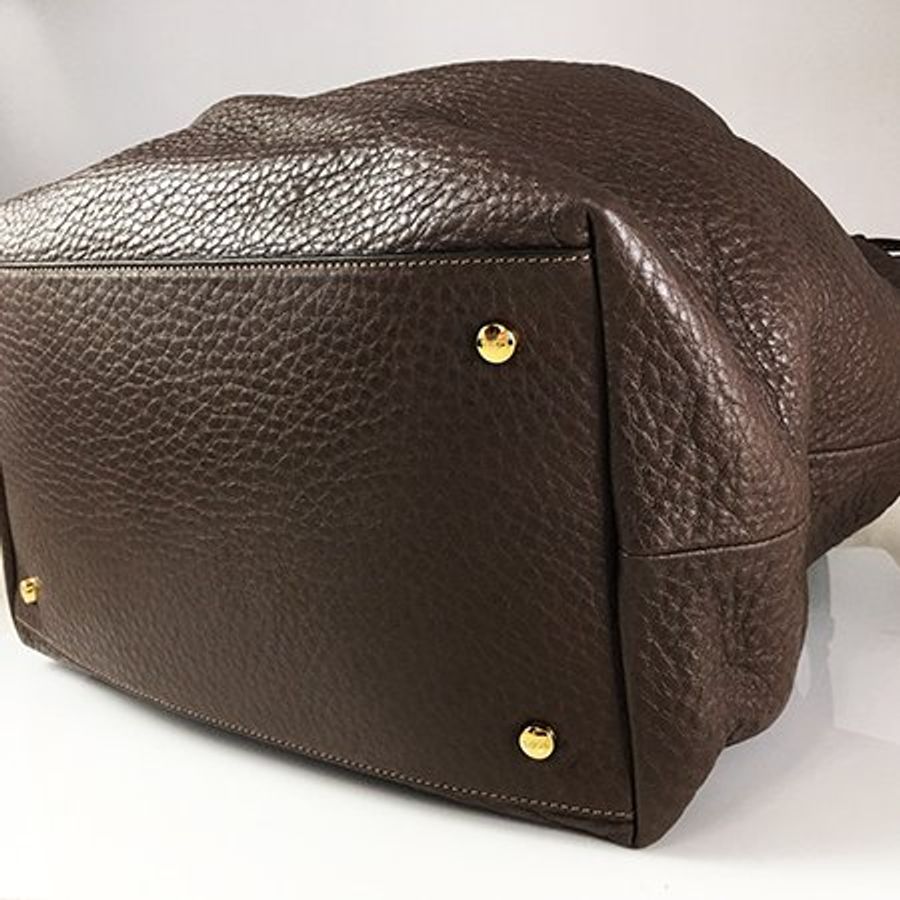 TODS 咖啡色全牛皮手提/肩背包-4