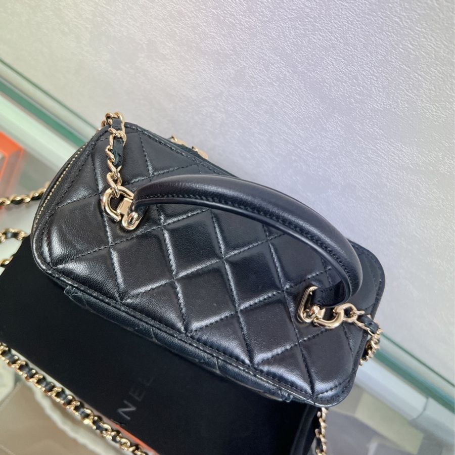 近新✨Chanel vanity 黑金手柄長盒子鏈條包/ 化妝包-9