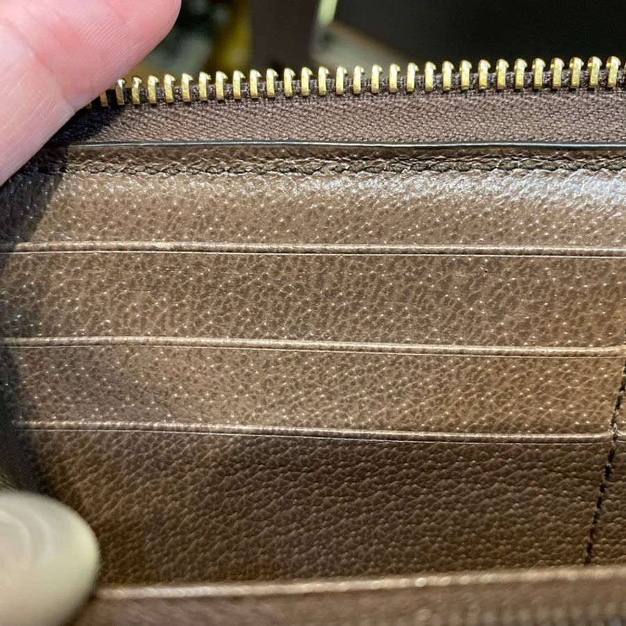 Gucci pvc拚咖牛皮金釦Ophidia ㄇ拉12卡長夾-10