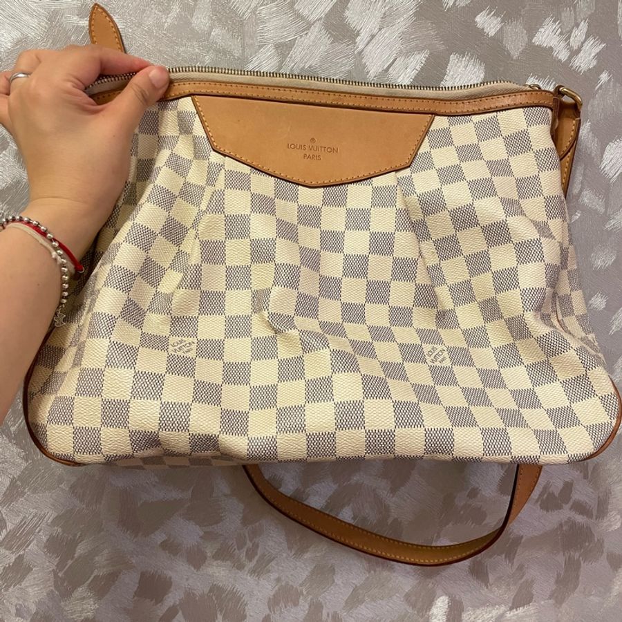 LOUIS VUITTON 路易威登 肩背包 格紋Damier Azur Damier Siracusa PM 白色-0