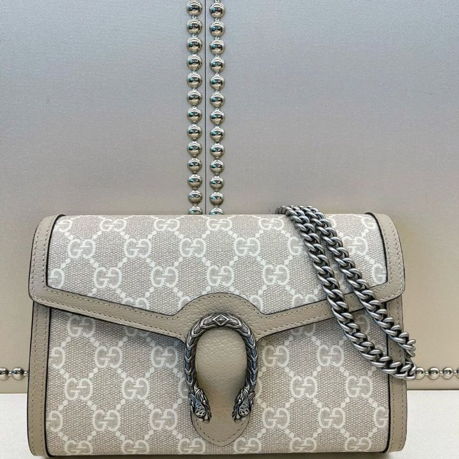 Gucci 401231 Dionysus 帆布鑲皮革酒神鍊帶WOC包 燕麥色《當季專櫃正售★全新商品 》-8