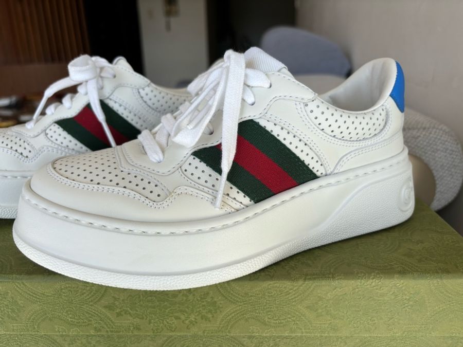 GUCCI 條紋配色經典小白鞋-1