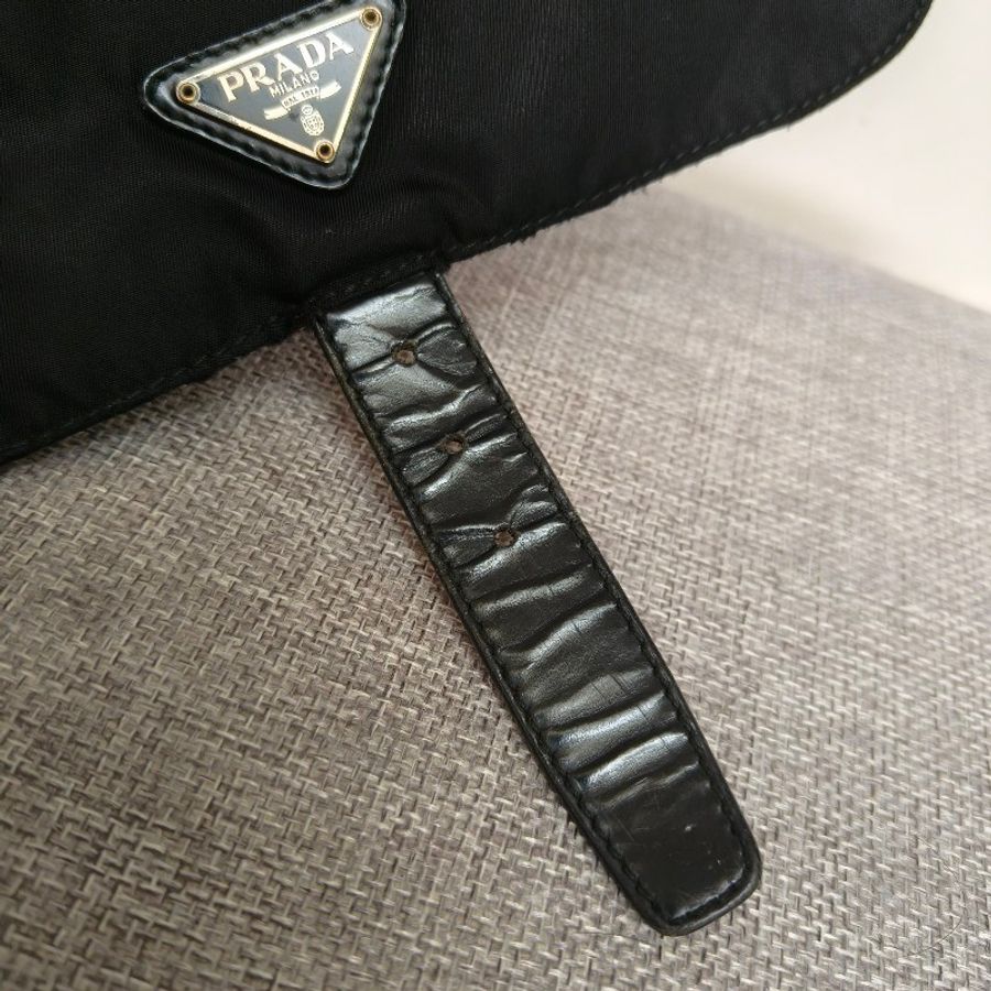 【🐍蛇吧拉系】🧧新春甜甜價至2/3🧧㊣✨PRADA✨普拉達 黑色 輕量 帆布 皮革 單釦 掀蓋式 郵差包 肩背包 斜背包 /二手包/二手精品/保證正品🌳二手樹屋🌳-13
