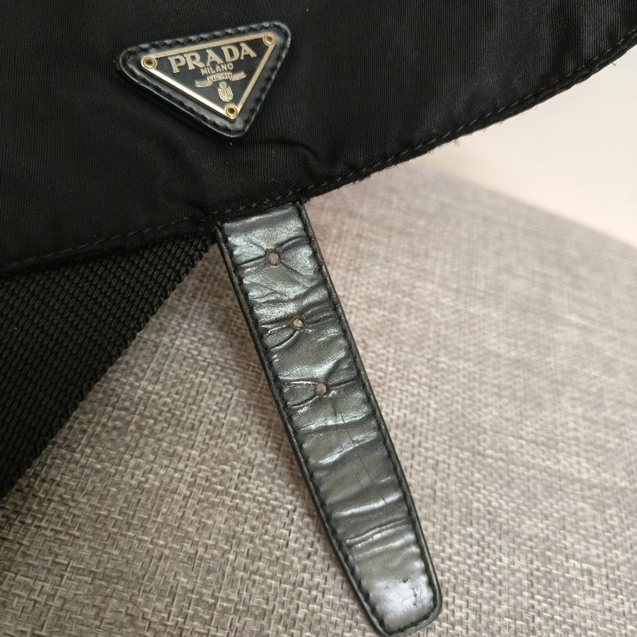 【🐍蛇吧拉系】🧧新春甜甜價至2/3🧧㊣✨PRADA✨普拉達 黑色 輕量 帆布 皮革 單釦 掀蓋式 郵差包 肩背包 斜背包 /二手包/二手精品/保證正品🌳二手樹屋🌳-24