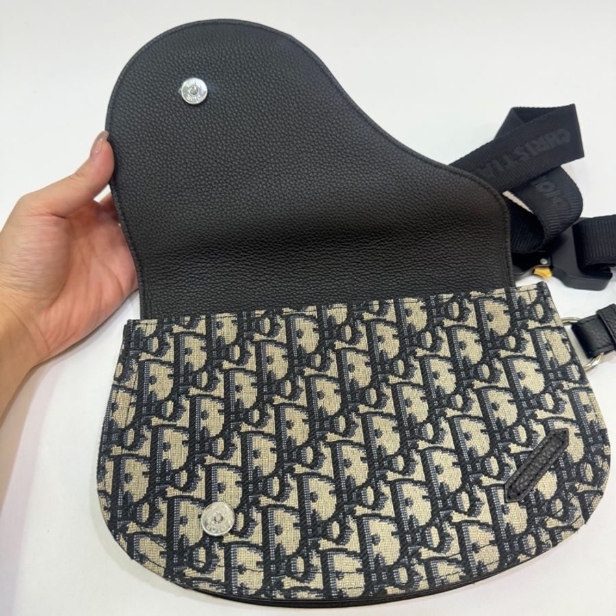 Dior Saddle 緹花布拼黑牛皮Oblique郵差包馬鞍包 膠膜未撕 約99新-5