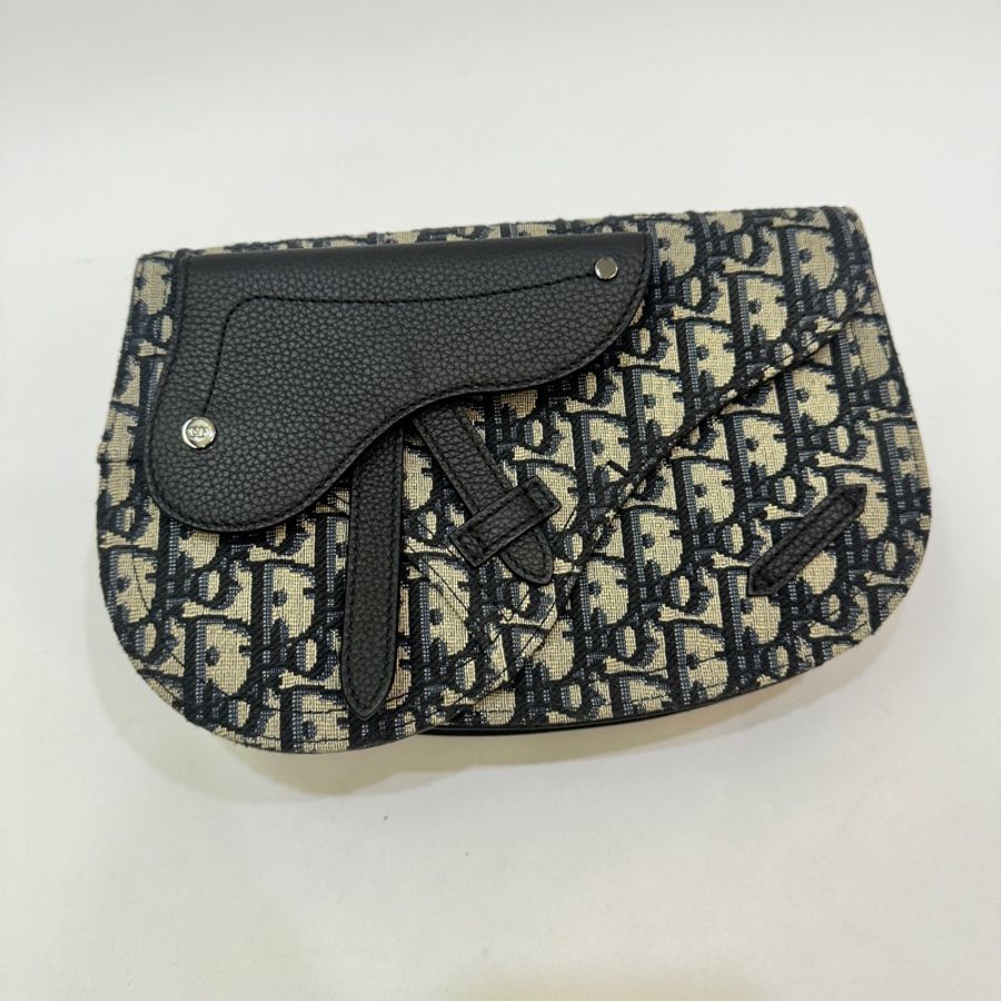 Dior Saddle 緹花布拼黑牛皮Oblique郵差包馬鞍包 膠膜未撕 約99新-9