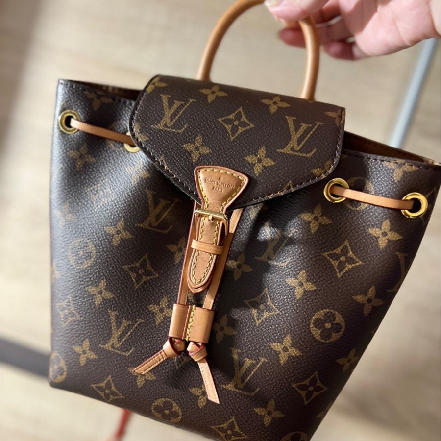 LV M45502 Montsouris BB 老花皮革後背包-2