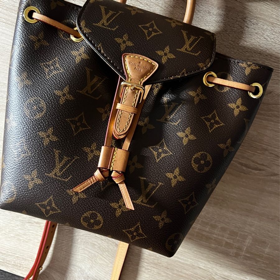 LV M45502 Montsouris BB 老花皮革後背包-3