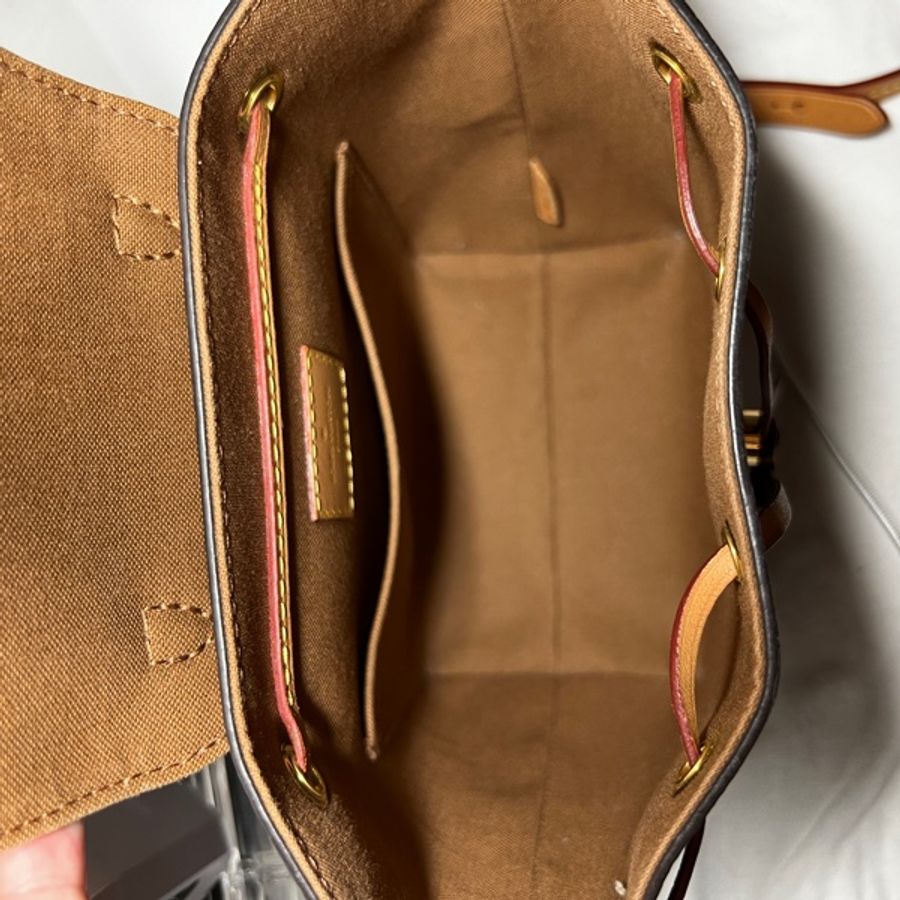 LV M45502 Montsouris BB 老花皮革後背包-9