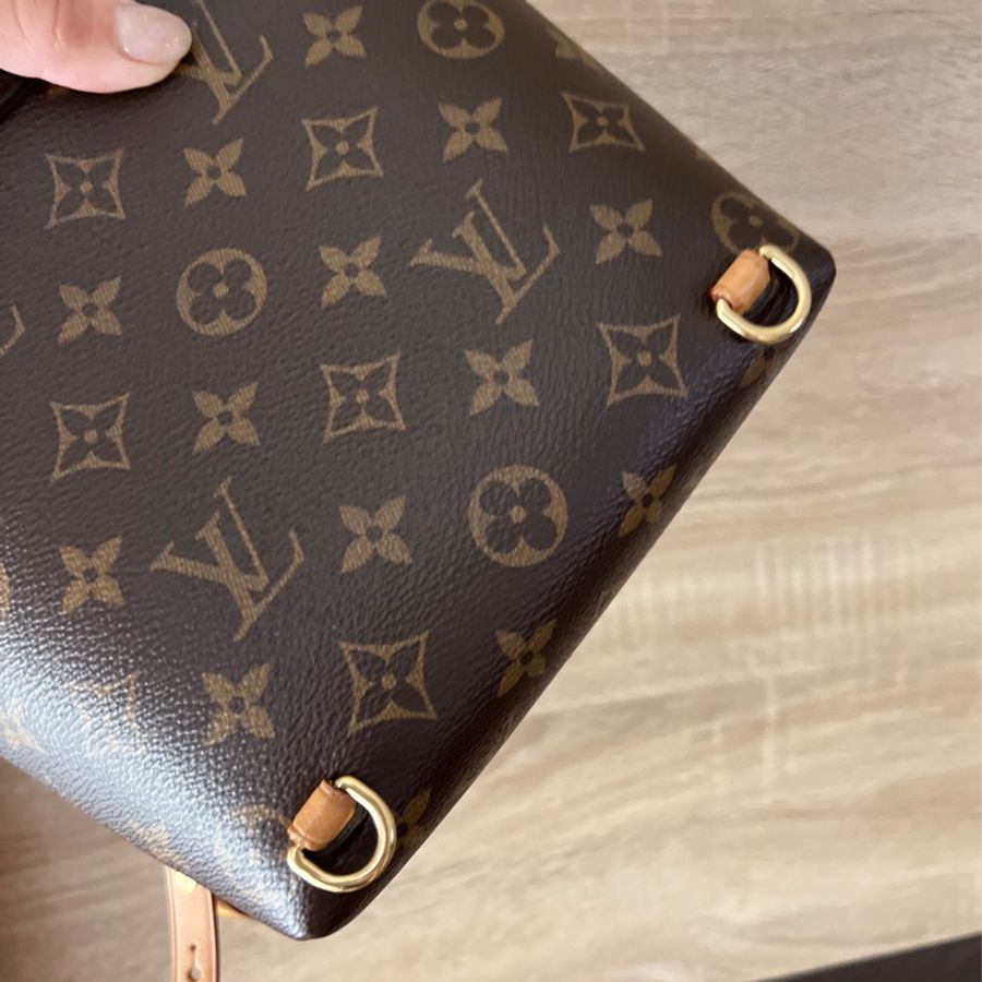 LV M45502 Montsouris BB 老花皮革後背包-11