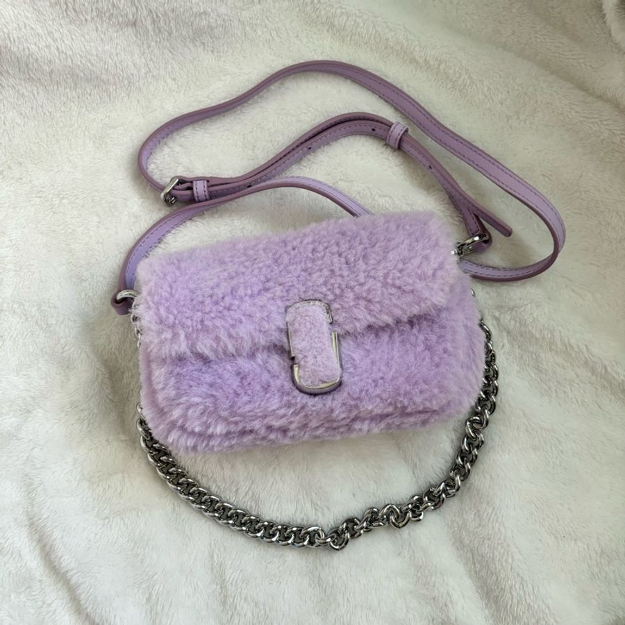MARC JACOBS the teddy j Marc 泰迪 翻蓋 MJ 單肩包 斜跨包 紫色 絨毛包 毛毛包 y2k-0