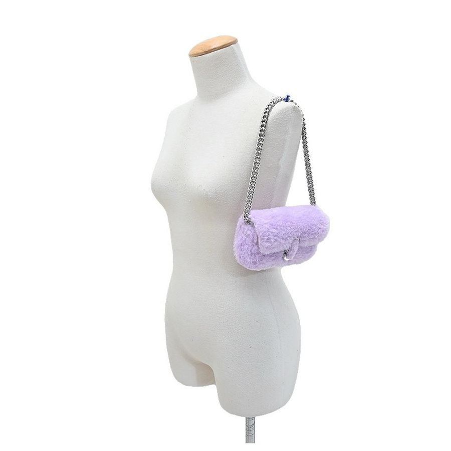 MARC JACOBS the teddy j Marc 泰迪 翻蓋 MJ 單肩包 斜跨包 紫色 絨毛包 毛毛包 y2k-15