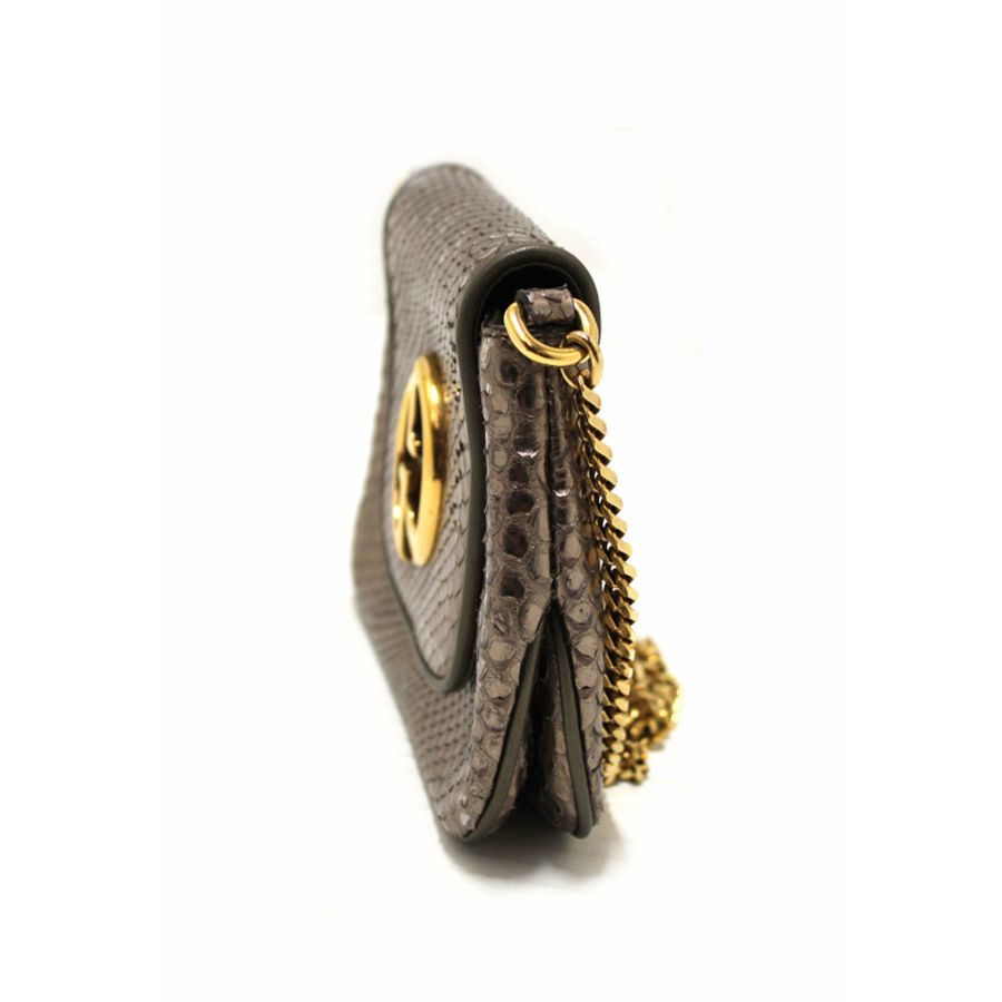 Gucci Metallic Python Leather 1973 Chain Small Shoulder Bag-2