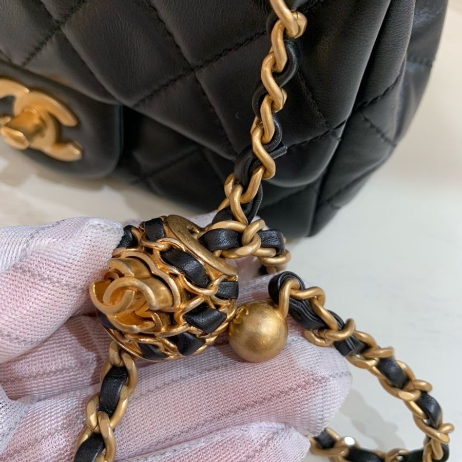 Chanel CF 口蓋包方胖子 17cm配核桃金球-11