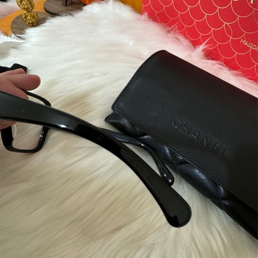 CHANEL 香奈兒黑框兩側字母平光眼鏡-3