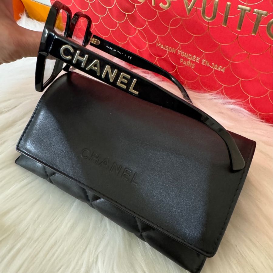 CHANEL 香奈兒黑框兩側字母平光眼鏡-14