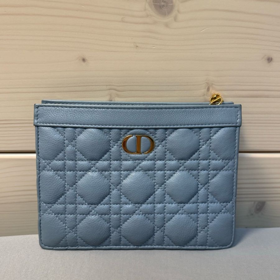 Christian Dior Caro Pouch with chain 藍色 可加鏈條斜背woc-1
