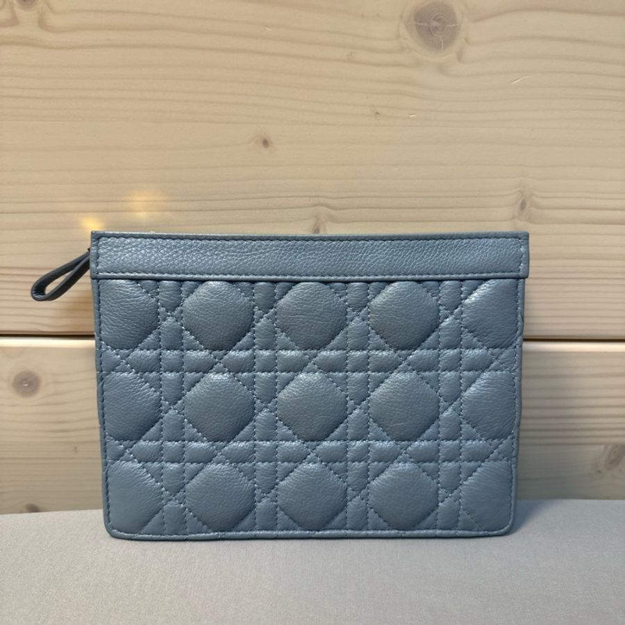Christian Dior Caro Pouch with chain 藍色 可加鏈條斜背woc-6
