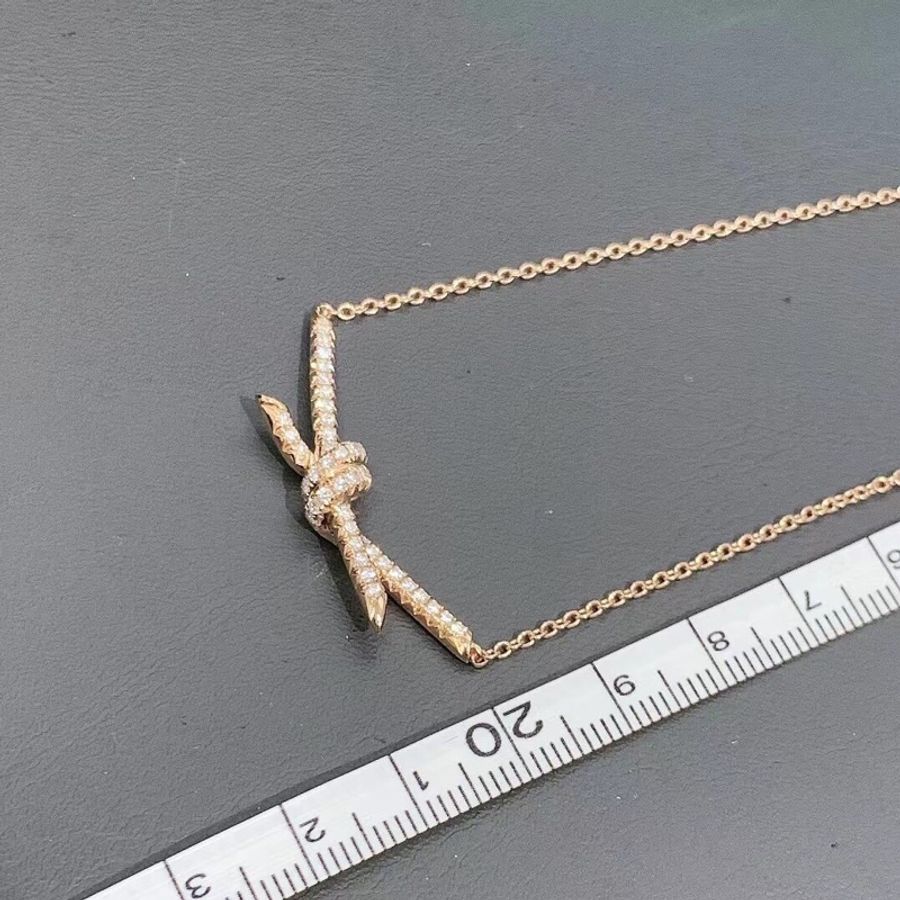 蒂芙尼 Tiffany knot玫瑰金滿鑽項鍊 有調節釦 長度可以調節-7