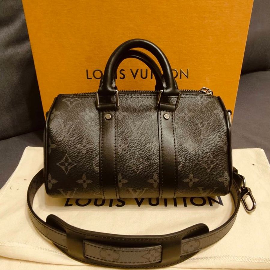 【絕版全新】LOUIS VUITTON 黑色老花 M45947 KEEPALL XS 手提斜背-0