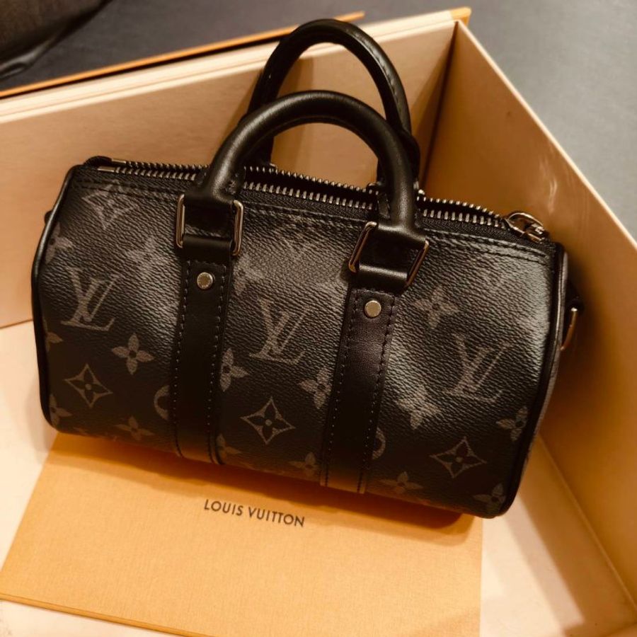 【絕版全新】LOUIS VUITTON 黑色老花 M45947 KEEPALL XS 手提斜背-1