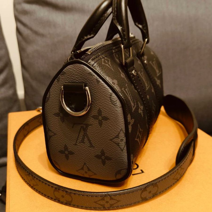【絕版全新】LOUIS VUITTON 黑色老花 M45947 KEEPALL XS 手提斜背-2