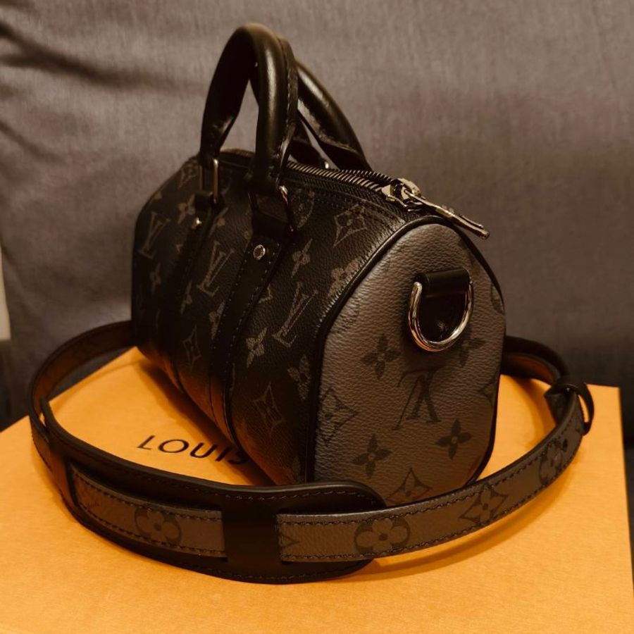 【絕版全新】LOUIS VUITTON 黑色老花 M45947 KEEPALL XS 手提斜背-3