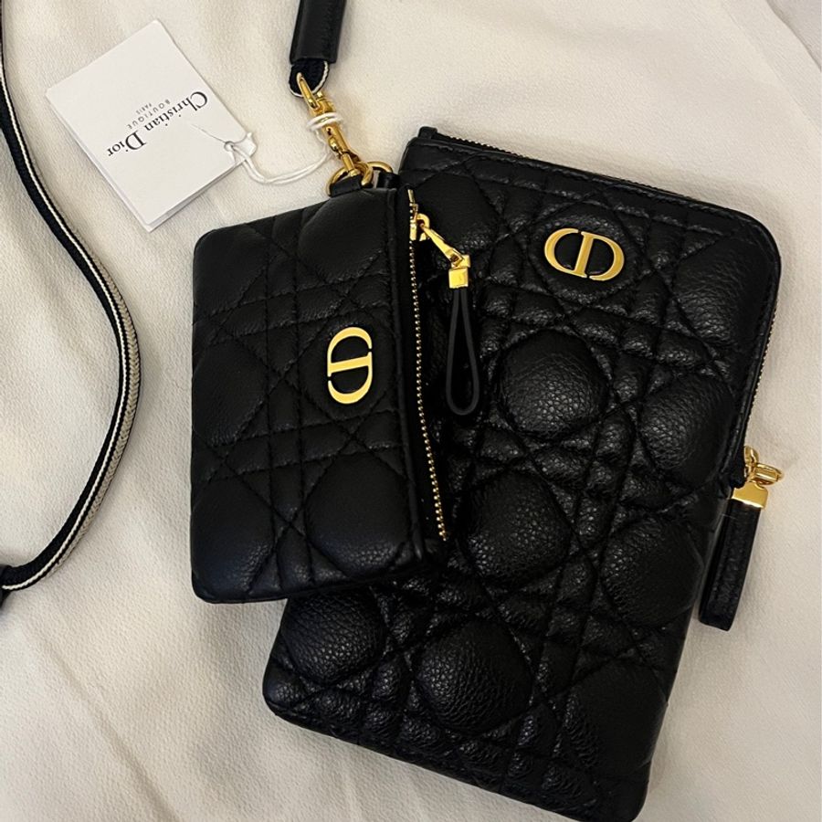 Dior 經典Lady Dior 黛妃騰格紋手機掛包 子母包-1
