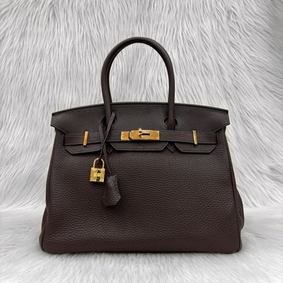 Hermes 深巧克力色Togo皮金釦鉑金Birkin 30 口N刻-0