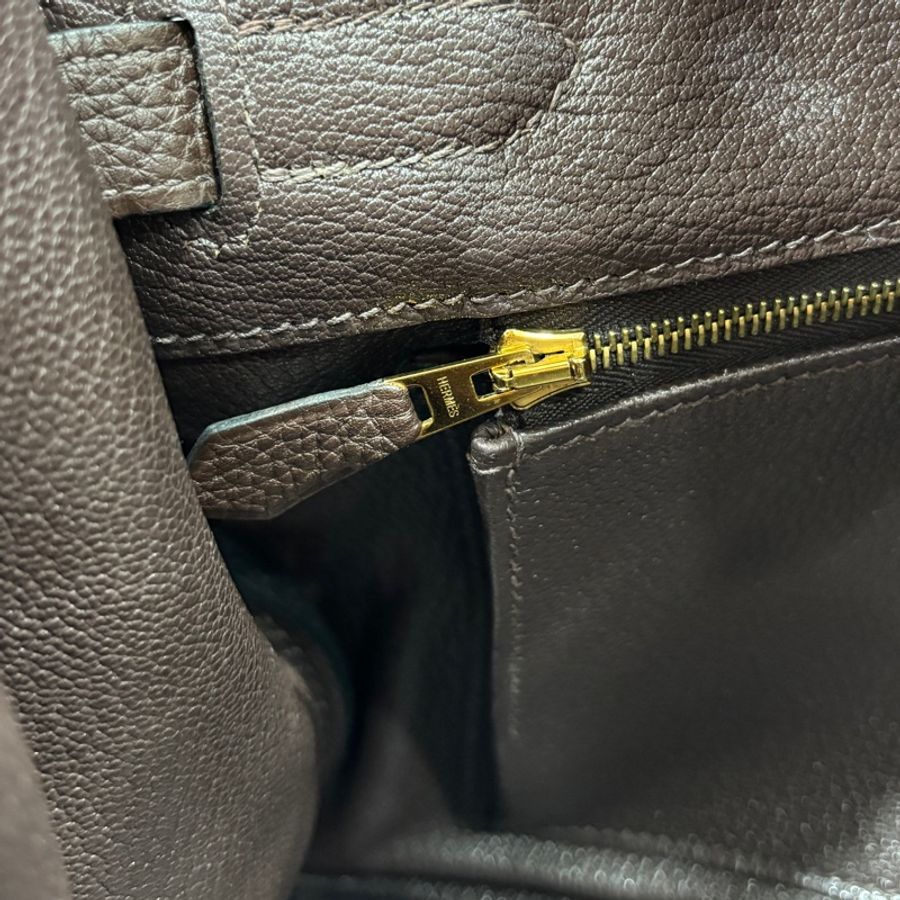 Hermes 深巧克力色Togo皮金釦鉑金Birkin 30 口N刻-24