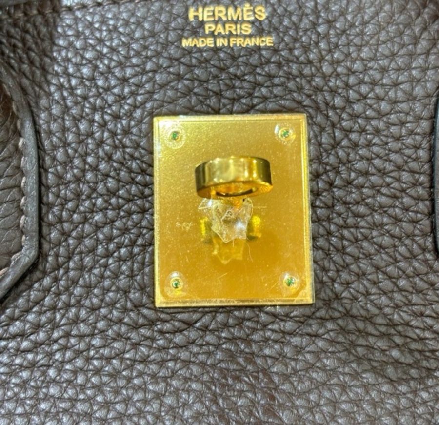 Hermes 深巧克力色Togo皮金釦鉑金Birkin 30 口N刻-31
