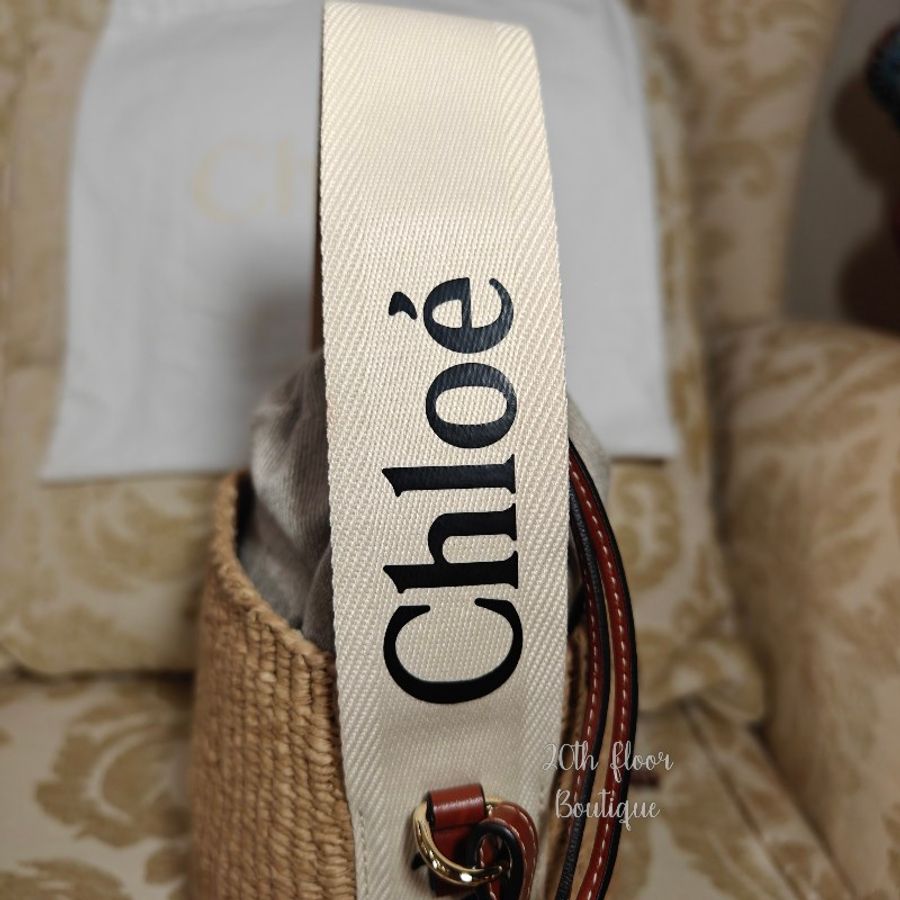 ❤️全新全配💌Chloé Chloe 草編包 水桶包 SMALL WOODY BASKET 兩用 草編 拉菲草水桶包 手挽包 手袋 手提包 斜揹包 側揹包 菜藍子-11