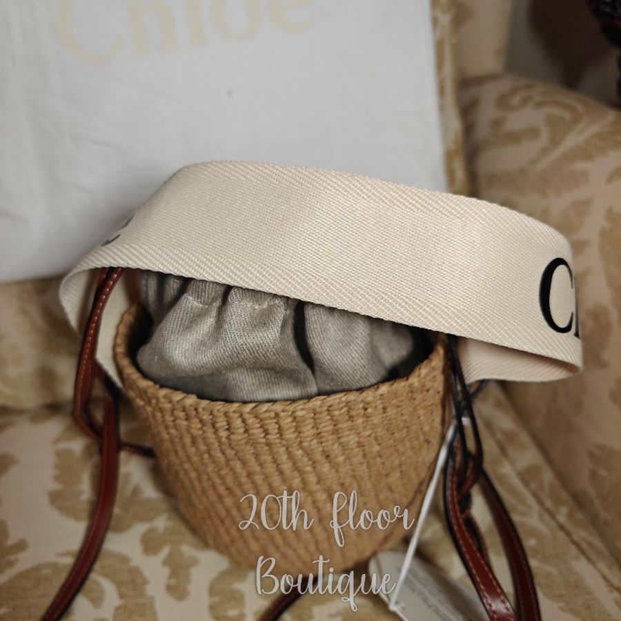 ❤️全新全配💌Chloé Chloe 草編包 水桶包 SMALL WOODY BASKET 兩用 草編 拉菲草水桶包 手挽包 手袋 手提包 斜揹包 側揹包 菜藍子-13
