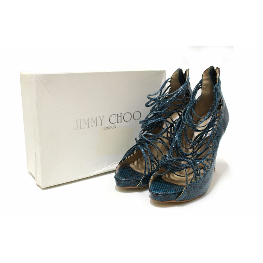 Jimmy Choo Green Snakeskin Embossed Strap Pump Heel size 41-10