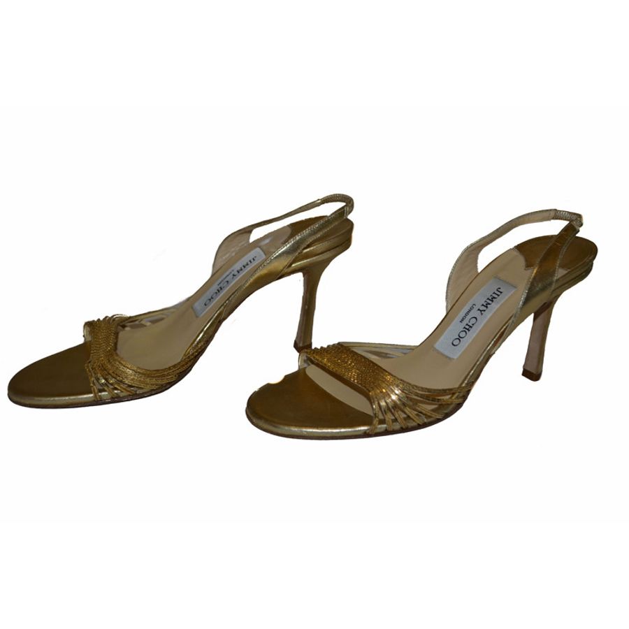Jimmy Choo Metallic Gold Sandal Size 36.5-7