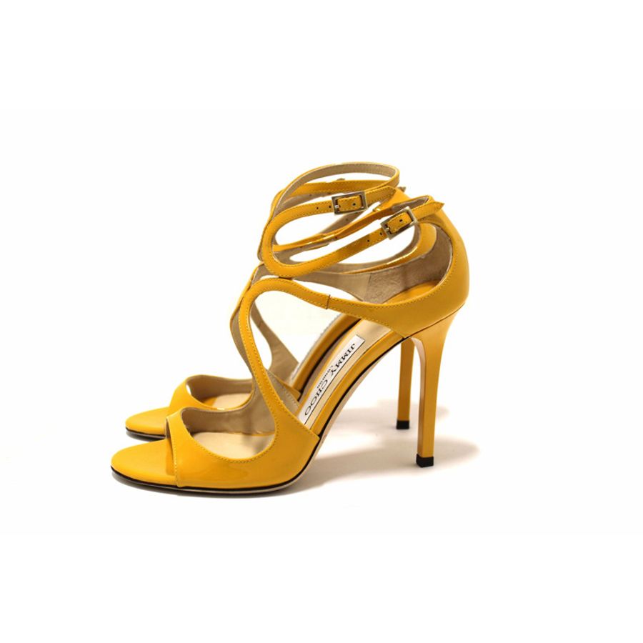 Jimmy Choo Yellow Patent Strap Heel Sandal Size 35.5-0