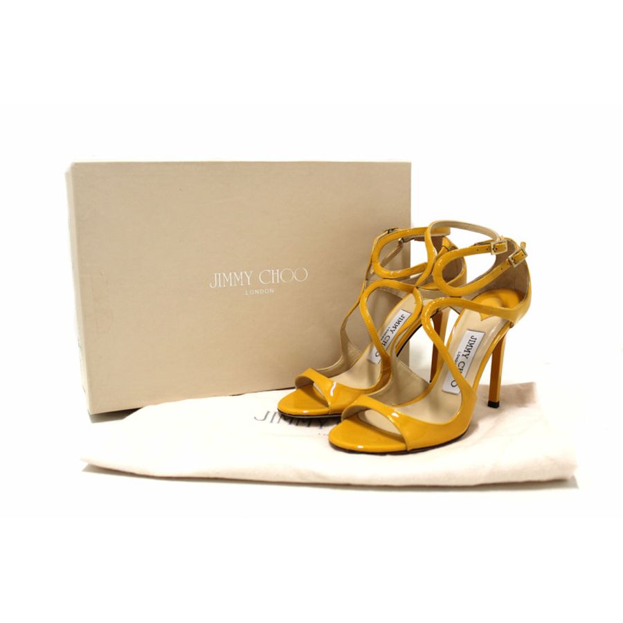 Jimmy Choo Yellow Patent Strap Heel Sandal Size 35.5-1